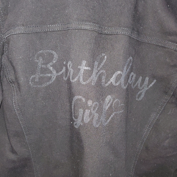 Style & Co Black Denim Birthday Girl Jacket Size L Large - Picture 6 of 12